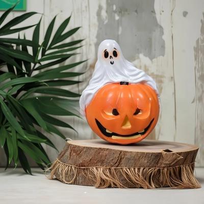 Spooky Cute Ghost On Pumpkin Resin Figurine - Halloween Home Decor, Tabletop Ornament, Gift for Festival Part