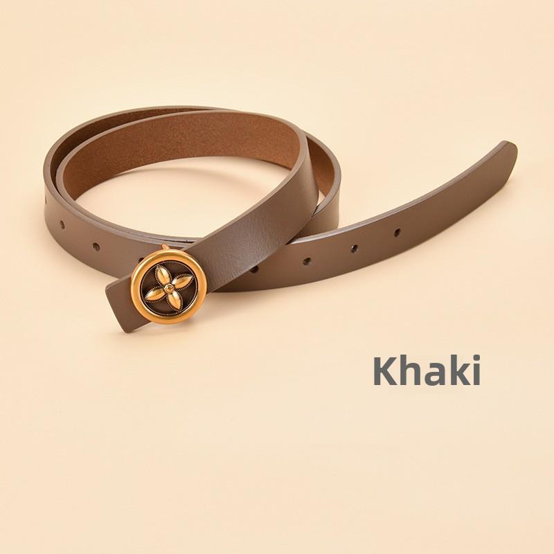 Damen Echt Rindsleder Dekogürtel mit runder Schnalle - Allround-Design für Jeans und Taillenformung