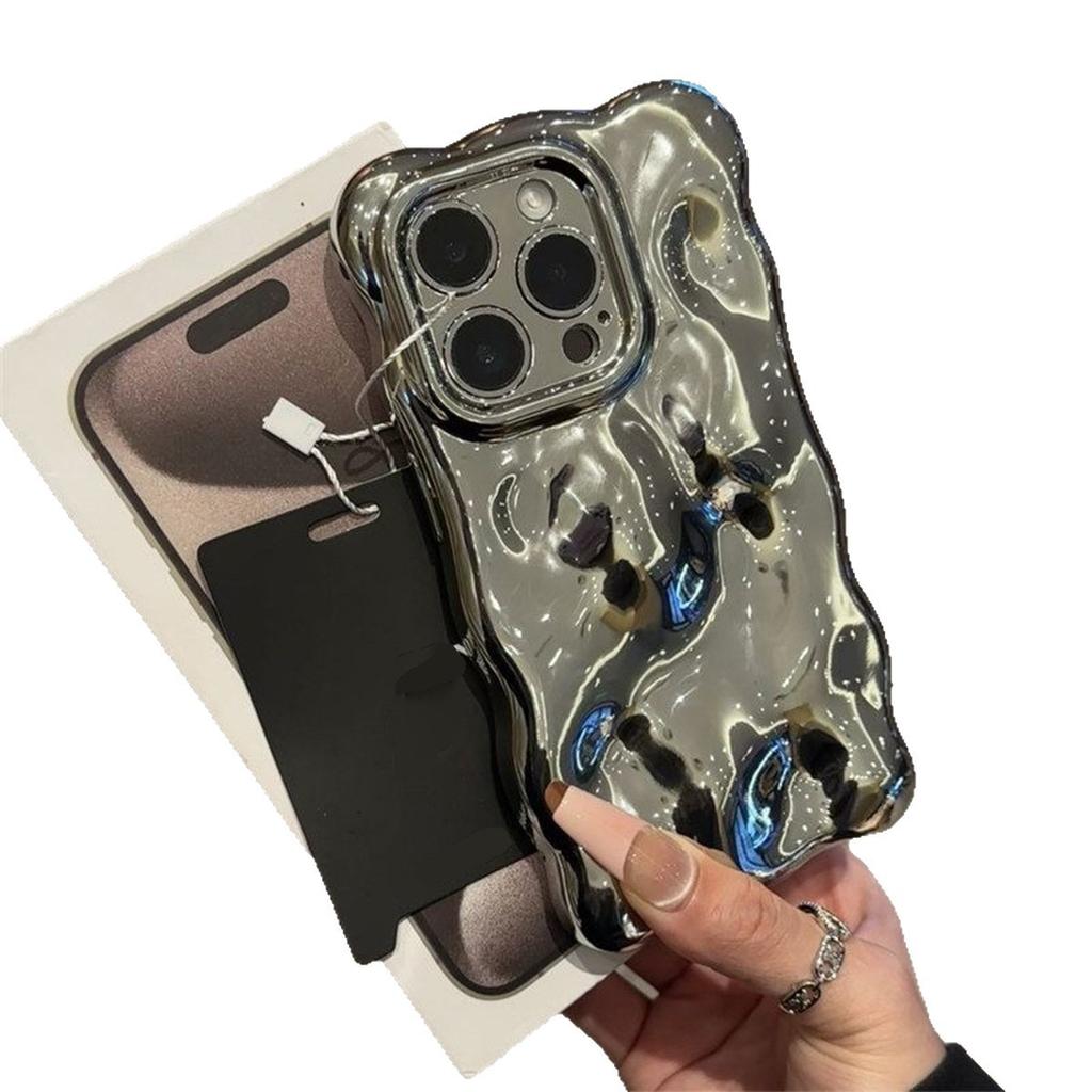 Elektroplaterowane Etui na Telefon Komórkowy z Wzorem Kamienia z Drobnego Otworu dla Apple 17PROMAX Wysokiej klasy Japońskie i Koreańskie Małe Świeże Etui na Telefon Komórkowy