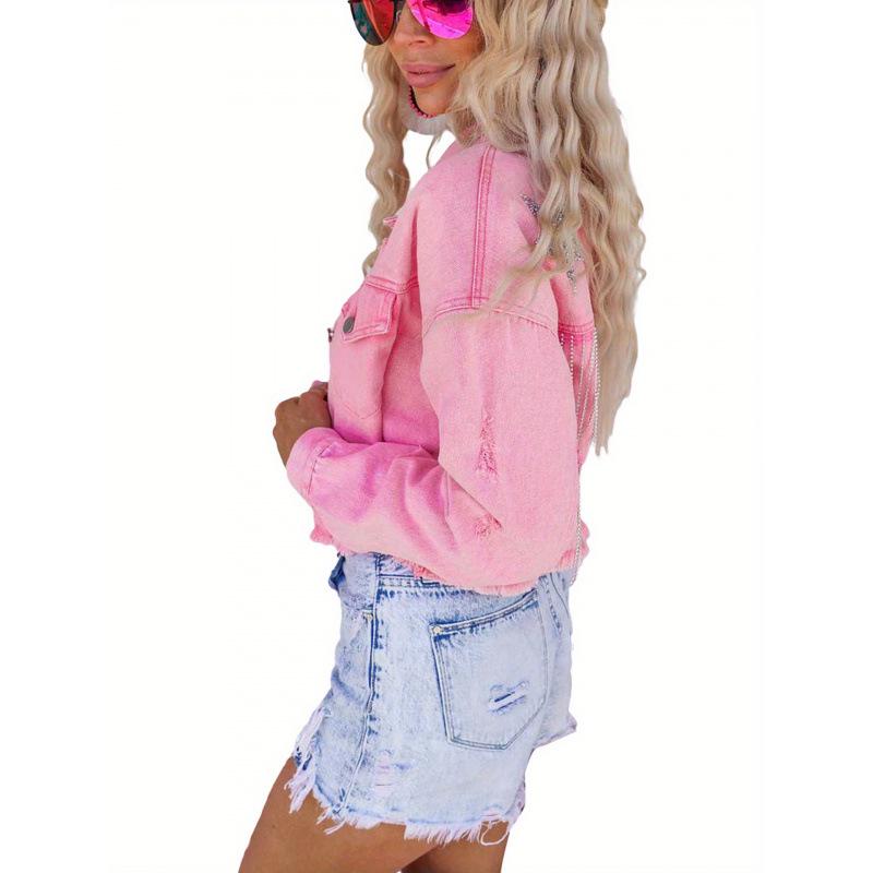 2026 Women's New Arrival Pink Denim Jacket - European & American Style