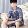 Ice Silk Pajamas Men's Summer Thin Short-Sleeved Shorts Simulation Silk Loose Youth Fashion Cool Pajamas Home Wear Su