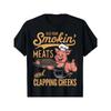Old Row Smokin' Meats And Clapping Cheeks Funny BBQ T-Shirt, Men'S Modern Fit Te