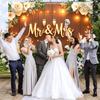 Mr & Mrs Wedding Backdrop Banner Party Decorations Engaged Banner Photo Booth Props Wedding Shower Party Decoration for Reception Bridal Shower