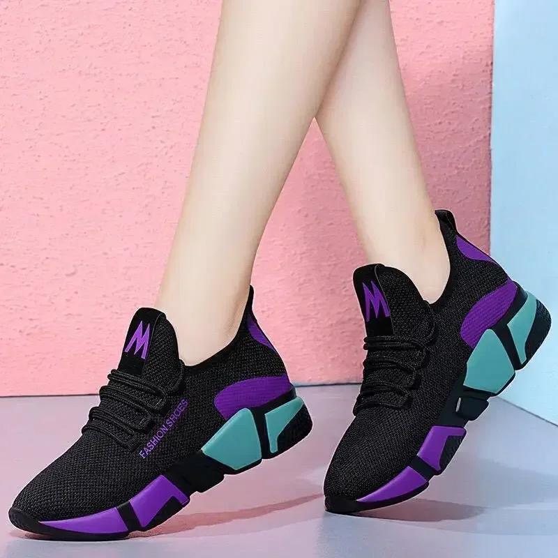 Fashionable and Simple New Women s Shoes, Comfortable Women s Shoes, Spring and Autumn Lace-up Comfortable Light Sports Shoes 40 фиолетовый