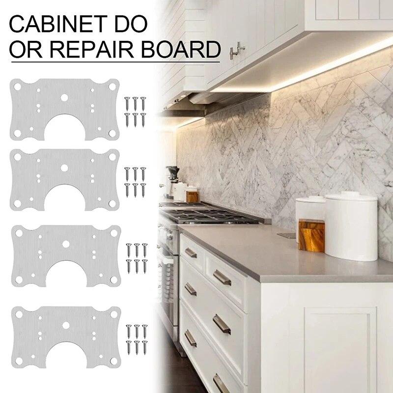 2/4/6/8/10pcs Stainless Steel Hinges Cabinet Door Fixing Plate Repair Mounting Gaskets Kitchen Cupboard Furniture Hardware
