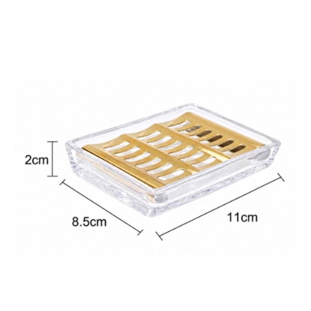Bathroom Accessory Transparent Rectangular Soap Dish with Slotted Drain Modern