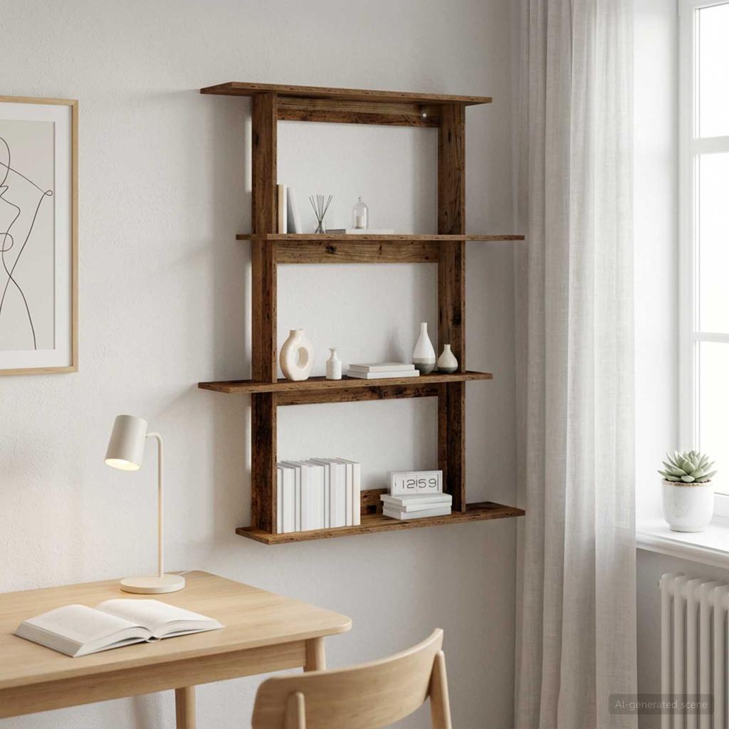 Wall Mounted Shelving Unit Brown 100 x 20 x 126 cm Engineered Wood