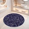 Nautical Navy Blue Anchor Pattern Round Rug Soft Non-Slip Floor Mat Vintage White Anchor Rope Circle Design Carpet for Bedroom