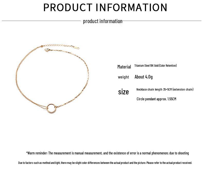 18 Karat Gold Geometrischer Kreis Doppelkette Halskette - Europäischer & Amerikanischer Stil