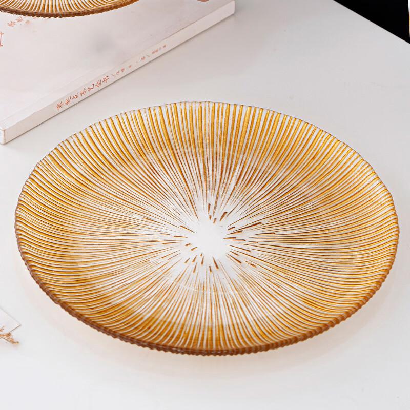 Nordic Light Luxury Gold Rim Glass Fruit Plate