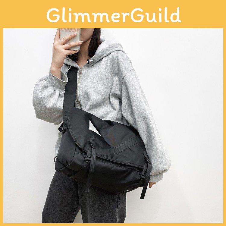 Fashionable Black Large Shoulder Tote Bag For Men With Nylon Lining Urban Simple Style