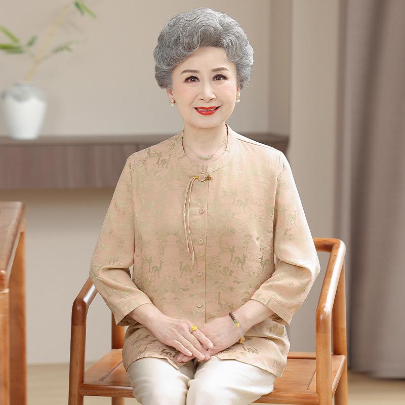 

Grandma s Spring Seven-Sleeve Top for Women XL (Up to 100 jin)