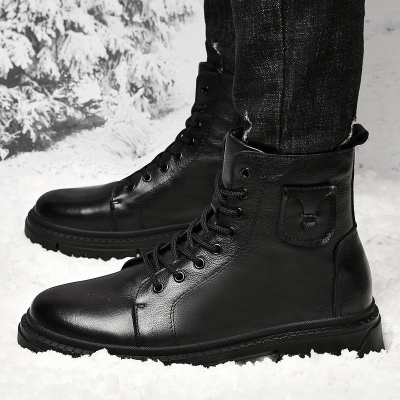 Роскошные ботинки мужские зимние ботинки черные натуральная кожа ботинки мужская обувь — фото 4
