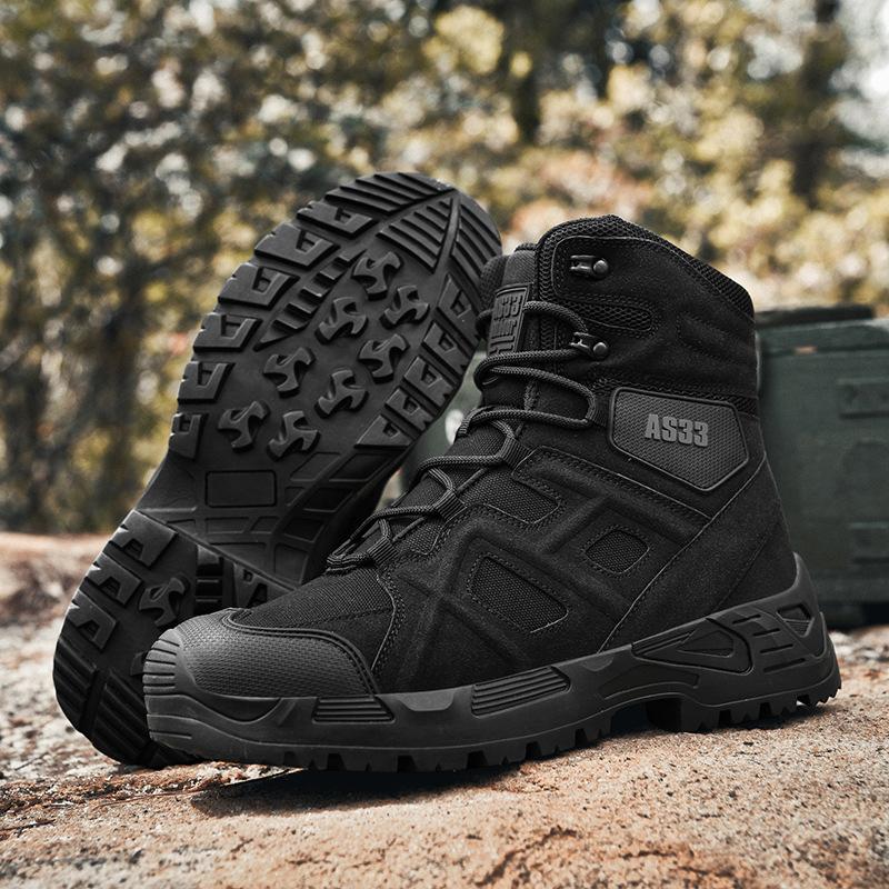 New high-top outdoor combat boots wear-resistant tactical boots platform hiking shoes desert boots men