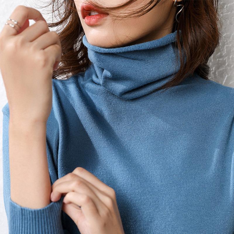 Podzim Zimní Svetr Rolák Slim Fit Basic Pulovry Móda Korejské Pletené Topy Spodní části Dámské Svetry Strečové Svetry