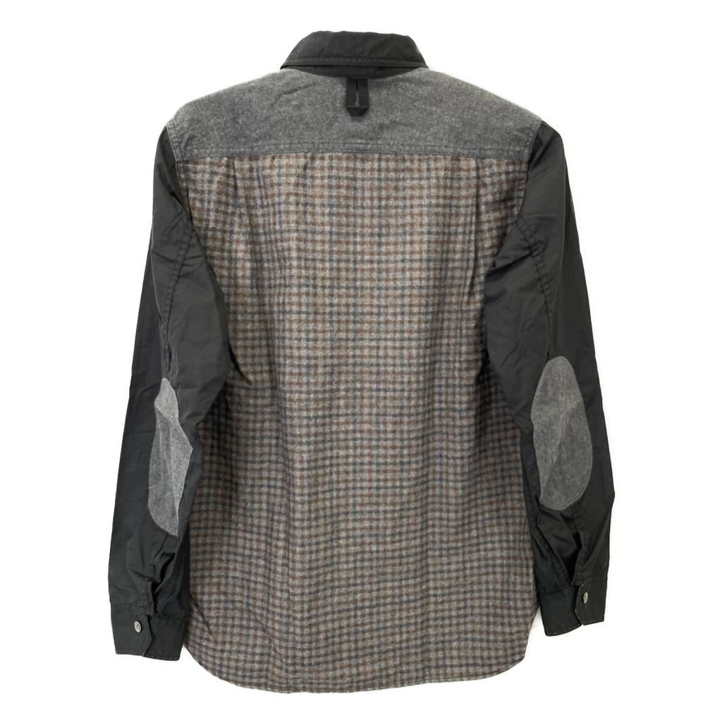 JUNYA WATANABE MAN WD-B022 Black Cotton Broad Wool Flannel Check Long Sleeve Shirt tops XS blackUsed