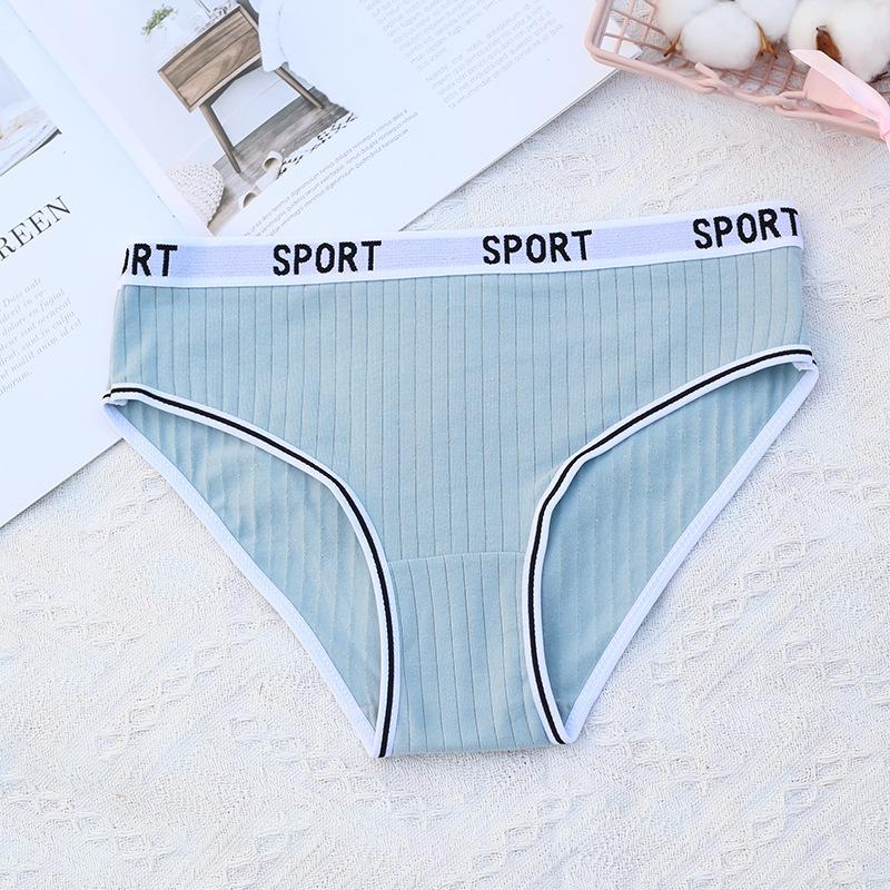 

Спортивное нижнее белье для девочек, трусики из чистого хлопка, дышащие, большого размера, со средней талией, треугольные, чистые, для женщин, трусики M средний синий