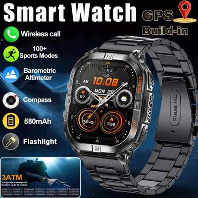 Neue Smartwatch GPS Outdoor Barometrischer Kompass LED Taschenlampe 580 MAH 3ATM Wasserdicht 100+ Sportmodi Gesundheit BT Anruf Smartwatch