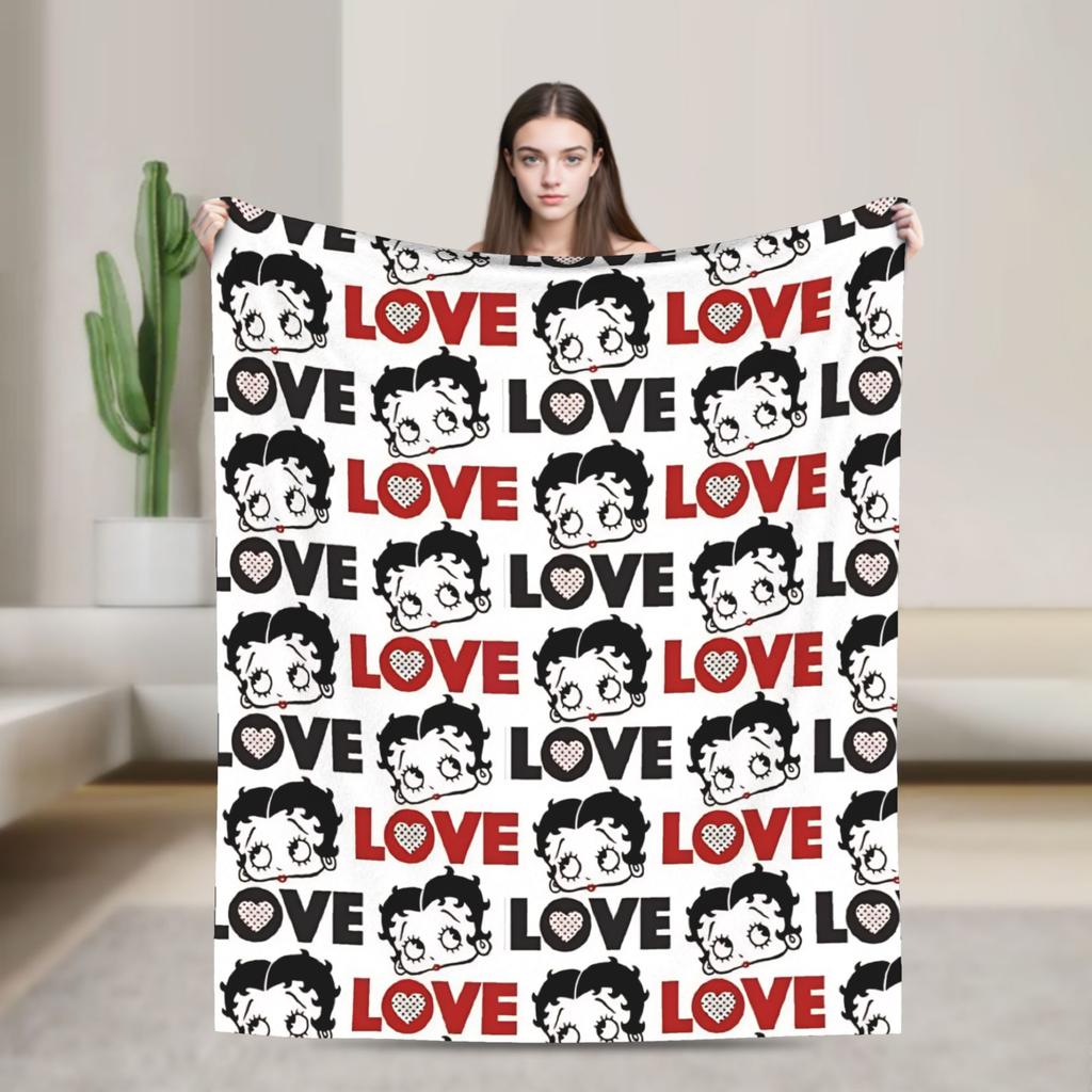 B-Bettys Boops Warm Blanket Kids Plush Throw Blanket Aesthetic Couch Chair Flannel Bedspread Sofa Bed Cover