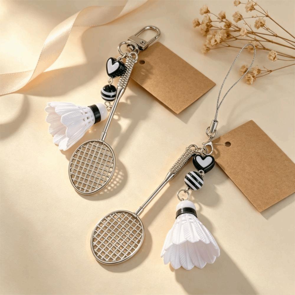 Creative Design Badminton Racket Keychain Mini Size Badminton Pendant Keyring Bag Ornament