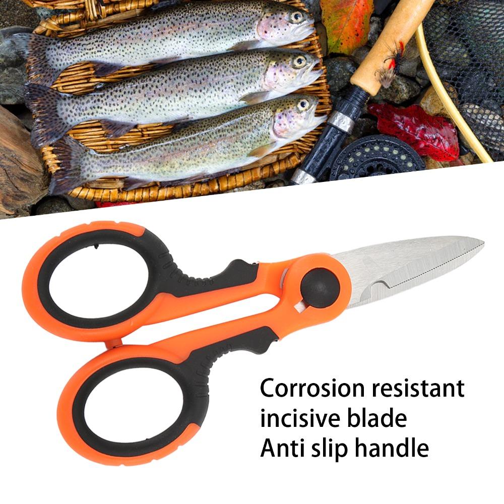 Stainless Steel Fishing Line Scissors Serrated Edge Anti Slip Handle Fishing Line Cutter Multi-Purpose Mini Fishing Scissors