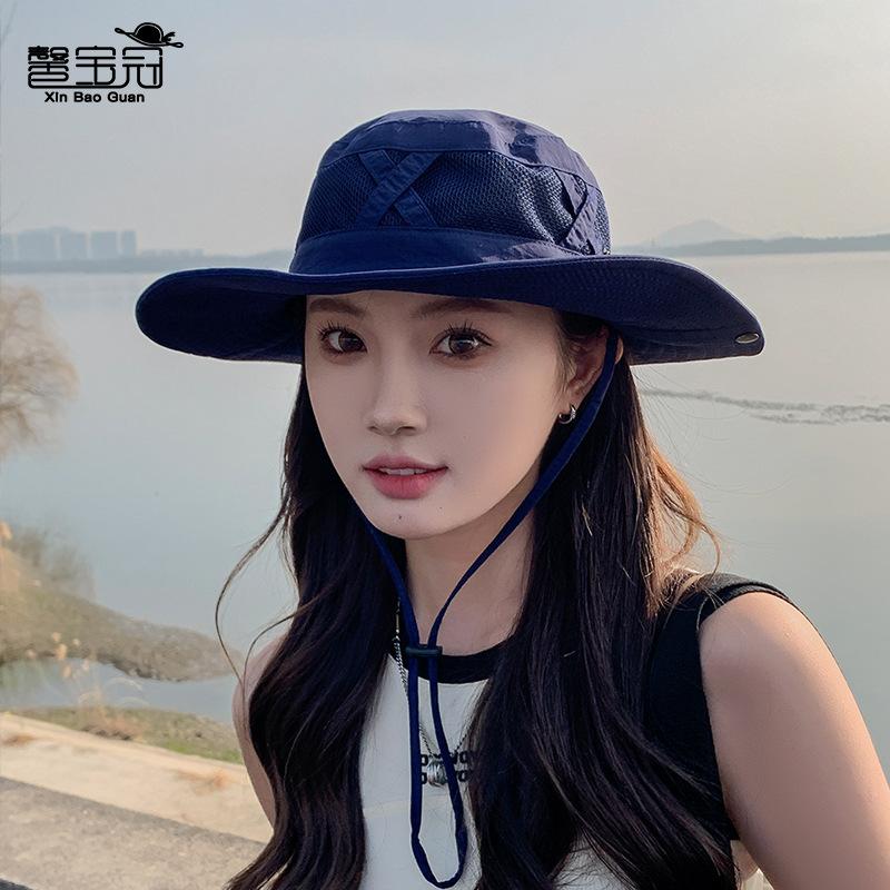 9245 Summer Big Brim Sunscreen Sun Hat Breathable Versatile Sunshade Bucket Hat Spring and Autumn Outdoor Mountaineering Hat Women