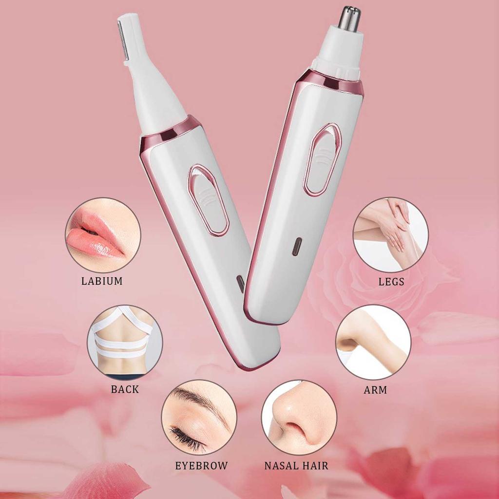 Elektrický holicí strojek pro ženy, odstranění chloupků na těle žen 4 v 1, zastřihovač bikin pro obočí, obličej, tělo podpaží, přenosný dámský holicí strojek, zastřihovač pro ženy