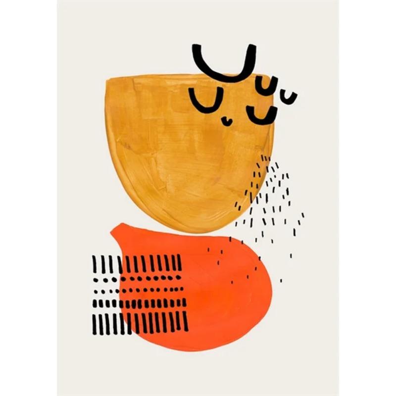 Ejaaz Haniff Artworks Colorful Art Canvas Paintings Posters Orange Rainbow Smile Mural Simply Nordic Wall Art Mural Home Decor