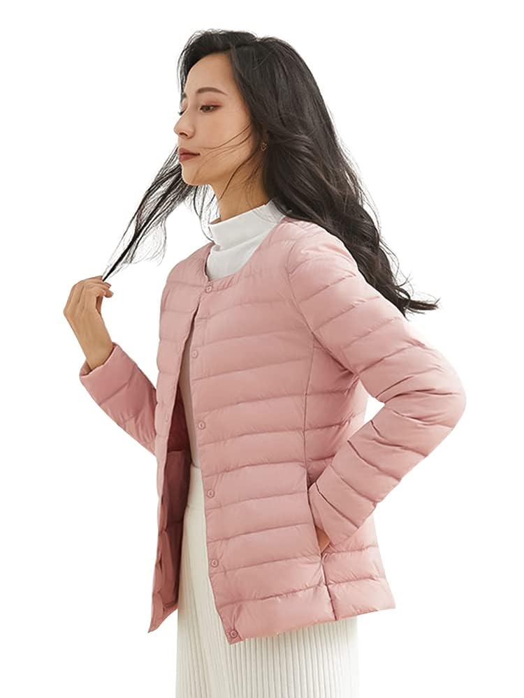 

MDMYXJP Ультралегкий пуховик с и круглым вырезом MD105 Женская куртка, Теплая, Легкая, Для холодной погоды, Стиль с V-образным вырезом, (JP, Алфавит, M, Розовый) розовый