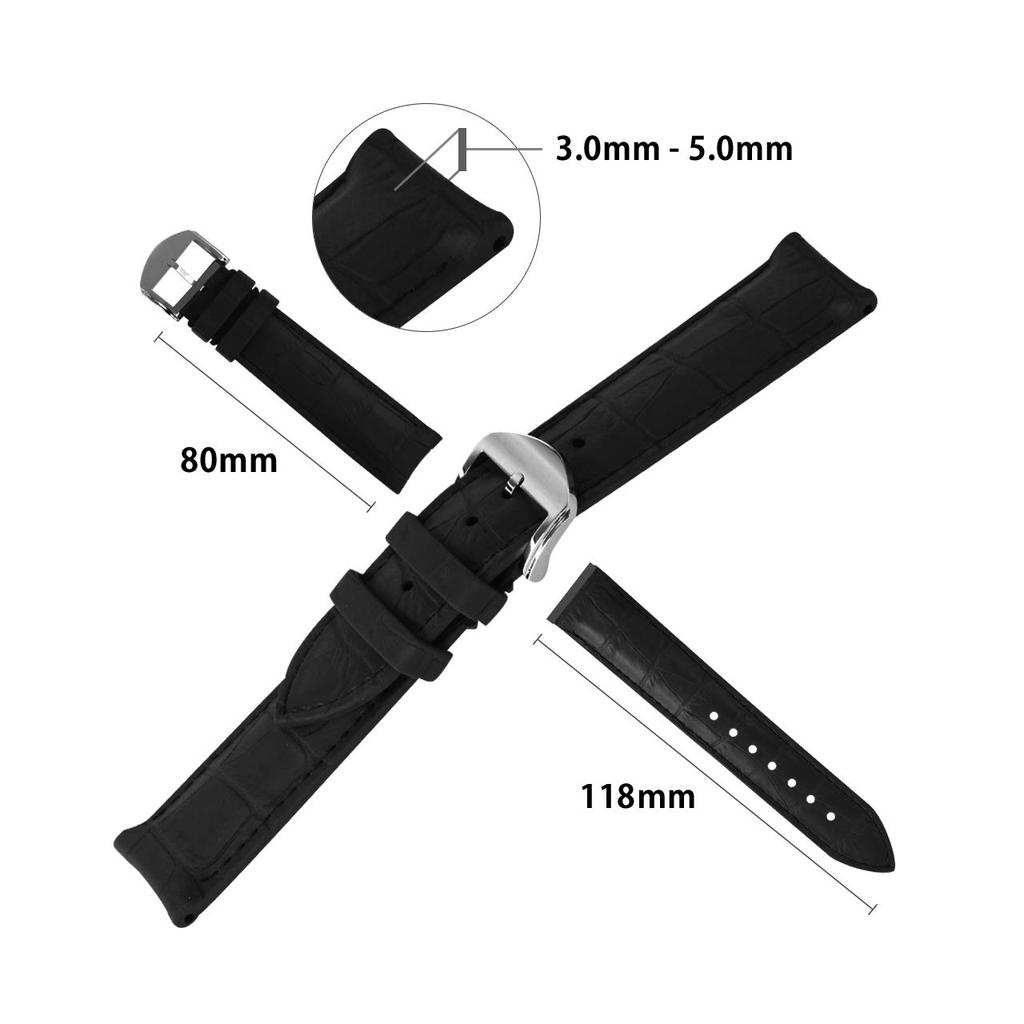 CASSIS CAOUTCHOUC CROCO Watch Fully with Replacement U0043001019020 Strap, Waterproof, 20mm, Black, Tool,