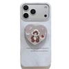 Korean Style Polka Dot Heart Bear Magnetic Stand Phone Case for iPhone 16/15 Pro Max