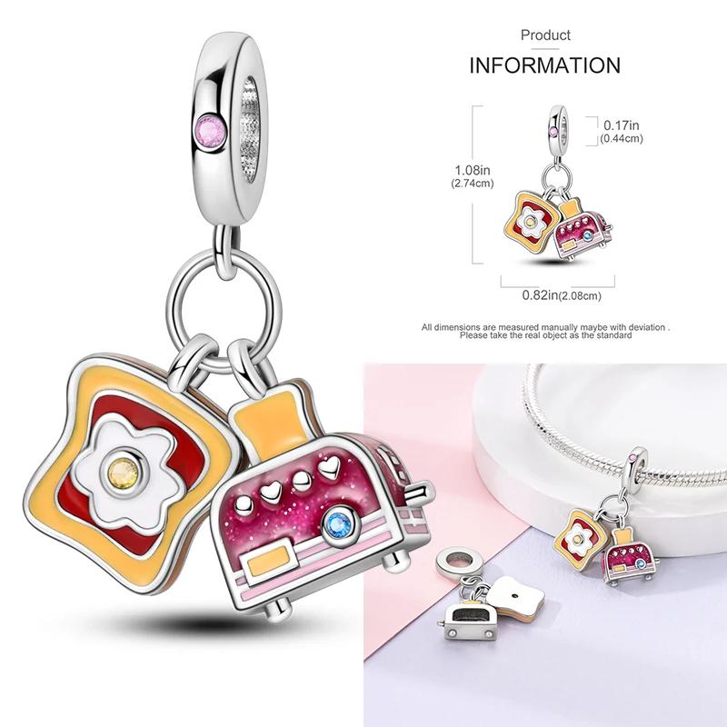 New copper Delicious Food Cake Bread Charm Bead Charms Compatible With Authentic BraceletsBangle Do It Yourself Bead Charms for Women Birthday Jewell