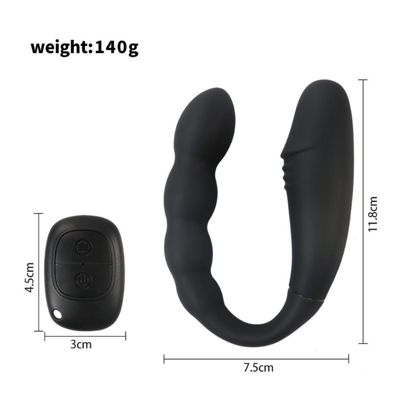Prostate charging U-shaped double head vibration simulation masturbation silicone bead anal plug remote control jumping egg