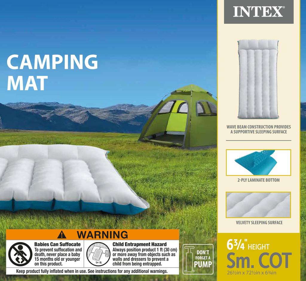 Intex Inflatable Camping Mattress, 72.5" X 26.5" X 6.75