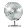 Glob Pământ Rotativ Metalic Argintiu 14CM Cadru Metalic Educație Geografică Glob Pământ Hartă Mondială Calitate Înaltă Decor pentru Casă Birou