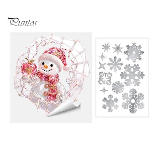Living Room Christmas Accents 2Pcs Stained Glass Style Window Clings, Double?Sided Printed Xmas Static Indoor Outdoor Festive Signs Decals, Snowman