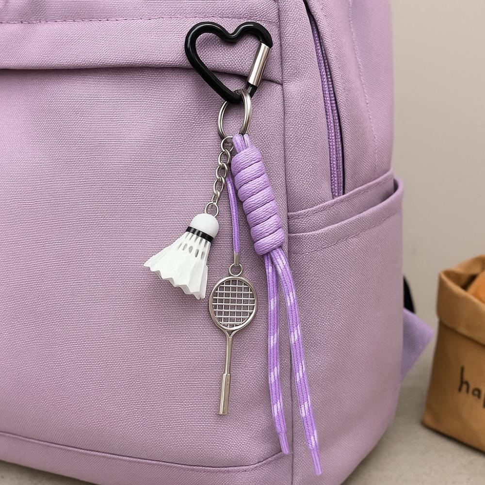 Trinket Badminton Couple Keyring Sporty Style Knot Keychain Braided Rope Bag Pendant  Car Key