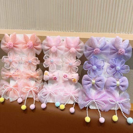 8Pcs Hair Pins Mesh Yarn Bowknot Flower Decor Hairpins Cartoon