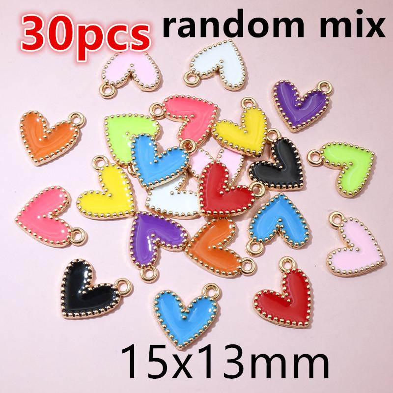 30-50Pcs 9x10mm/15x13mm Small Alloy Heart Charms Cute Love Pendants For DIY Bracelet Necklaces Jewelry Making Accessories