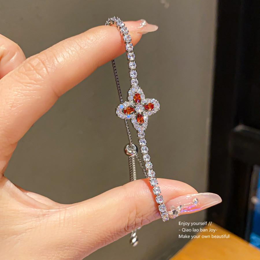 Pulseira de Joias Florais Com Pedras de Zircônia Para Presente de Mulher