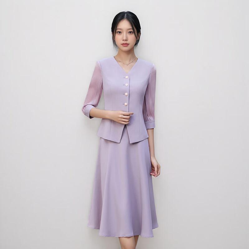 Женский сиренево-фиолетовый деловой костюм-юбка Taluoman M