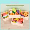 Wooden Kitchen Play Set With Fruits Vegetables Seafood And Desserts For Early Education Kids