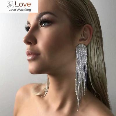 Orecchini a forma di nappa con strass scintillanti, catena con artigli, per donna, per cena, festa, matrimonio, accessori per gioielli di moda