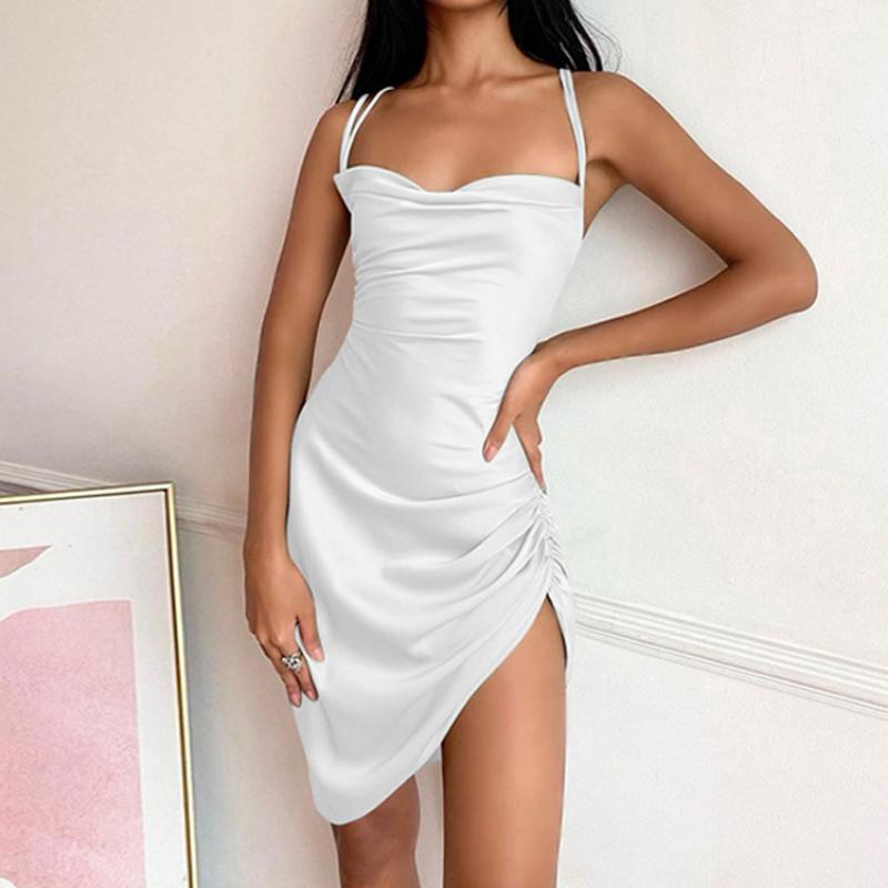 Sleeveless Sexy Strap Dress Autumn New Back Solid Color Lace Up Temperament Skirt Women's Wear