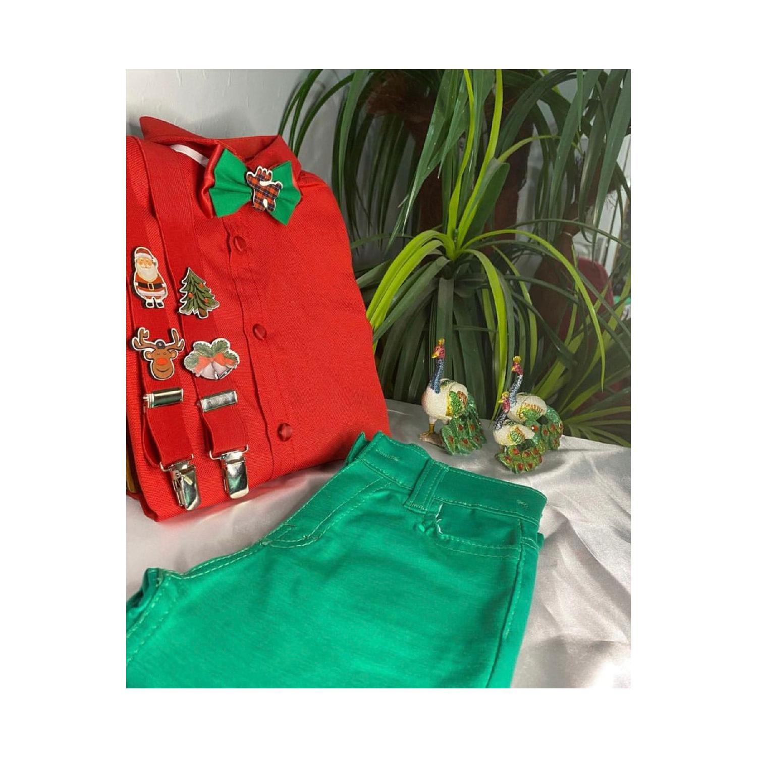 

New Year Concept Baby Boy Suspender Bow Tie Trousers Shirt 1 Yaş красный