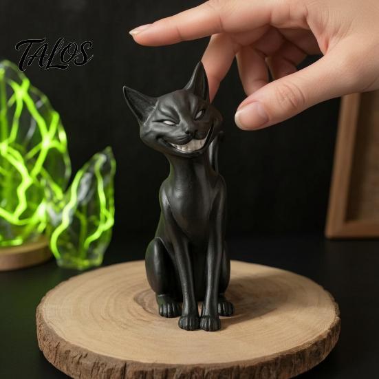 Gotisches Geschenk für Katzenliebhaber 3D-gedruckte schwarze Figur, böser Schreibtischschmuck, gruselige Verzierung Dunkle Fantasy sitzende Statue Halloween Heimtischdekoration