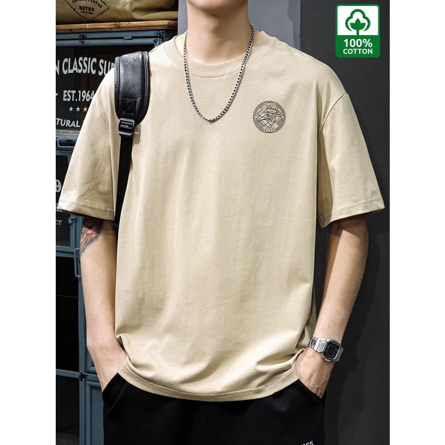 100% Cotton Printed Men's T-shirt, Simple and Comfortable Printed Casual T-shirt