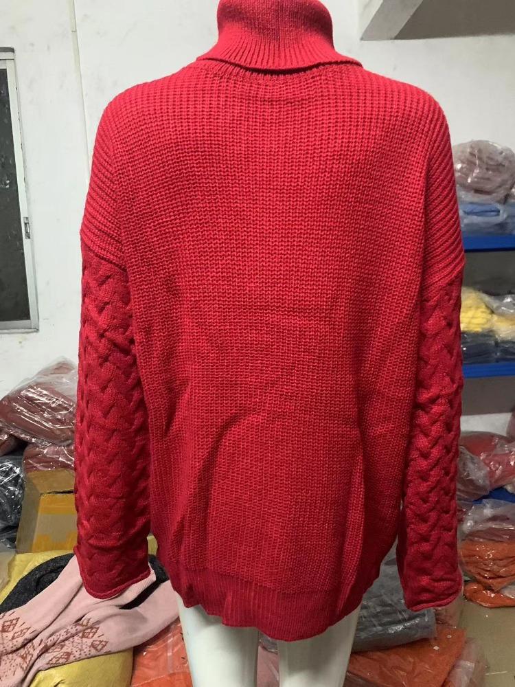 Sweater Fashionable High Neck Loose Cable Knit Long Sleeve Women's Knitted Top Luxurious Relaxed-fit Slimming and Versatile Top