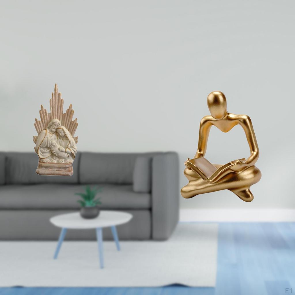 Classic Catholic Resin Thinker Sculpture Figurine for Office Living Room Table Car Abstract Family