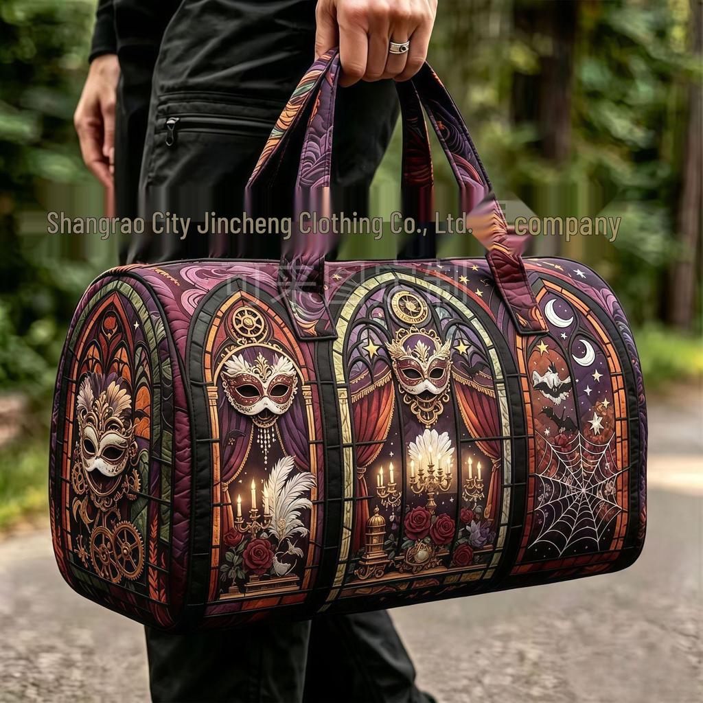 3D Gothic Buntglasdruck Halloween Sporttasche - Multifunktionale Reisetasche